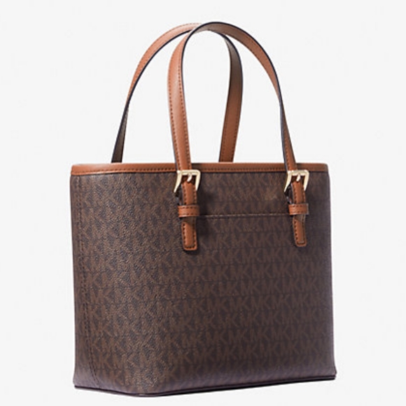 Michael Kors Jet Set Travel Extra-Small Logo Top-Zip Tote Bag in Brown - Picture 16 of 16